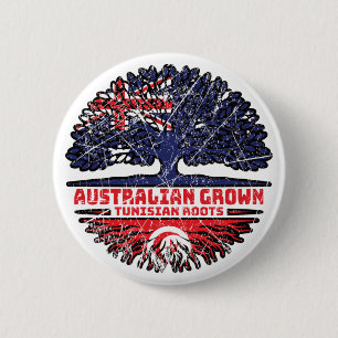 Badge Rond 5 Cm Tunisie Australien Australie Racines de l'arbre