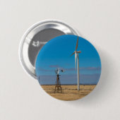 Badge Rond 5 Cm Turbine éolienne (Devant & derrière)