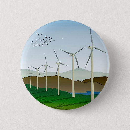 Badge Rond 5 Cm Turbines éoliennes (Devant)