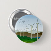Badge Rond 5 Cm Turbines éoliennes (Devant & derrière)