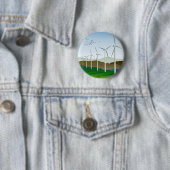 Badge Rond 5 Cm Turbines éoliennes (En situation)