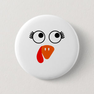 Badge Rond 5 Cm Turquie Face Aux Yelashes Halloween Thanksgiving D