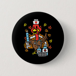 Badge Rond 5 Cm Turquie Infirmière Thanksgiving Fall Scrub Infirmi