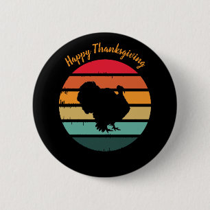 Badge Rond 5 Cm Turquie Oiseau Thanksgiving Distressed coucher de 
