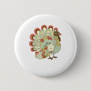 Badge Rond 5 Cm Turquie Thanksgiving rétro - Floral Vintage