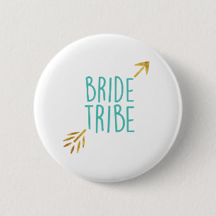 Badge Rond 5 Cm {Turquoise et or de tribu de jeune mariée}