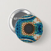 Badge Rond 5 Cm Turquoise Gold Sun Southwestern Art (Devant & derrière)