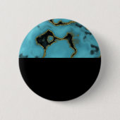 Badge Rond 5 Cm Turquoise Pierre or et noir (Devant)