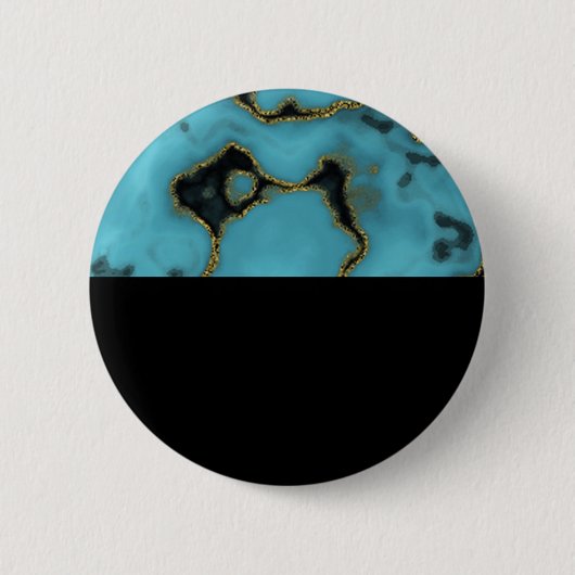 Badge Rond 5 Cm Turquoise Pierre or et noir (Devant)