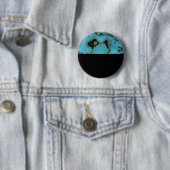 Badge Rond 5 Cm Turquoise Pierre or et noir (En situation)