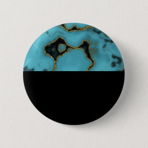 Badge Rond 5 Cm Turquoise Pierre or et noir