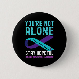 Badge Rond 5 Cm Turquoise Purple Ribbon Support Prévention du suic