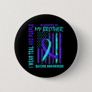 Badge Rond 5 Cm Turquoise Violet Ruban Indicateur de sensibilisati