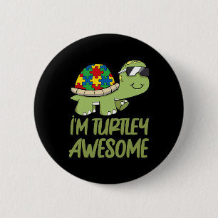 Badge Rond 5 Cm Turtle Awesome Autism Awareness Puzzle Piece