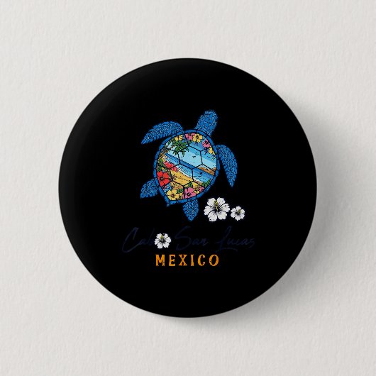 Badge Rond 5 Cm Turtle Cabo San Lucas Mexico Vacation Summer Men W (Devant)