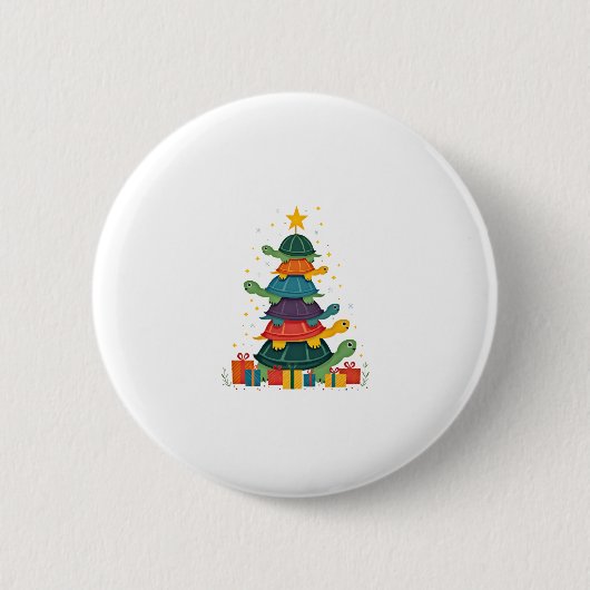Badge Rond 5 Cm Turtle Tree Christmas Tree Adorable Turtle Christm (Devant)