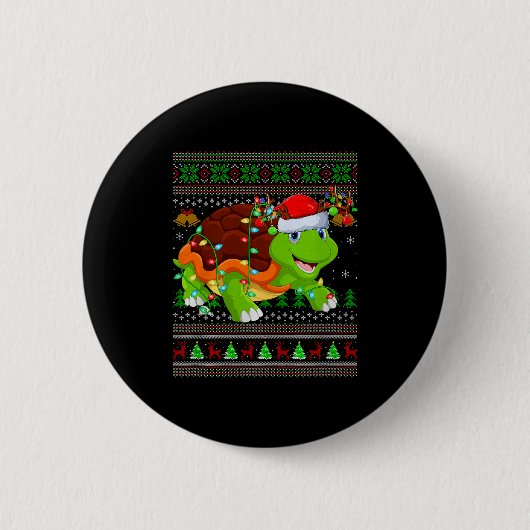 Badge Rond 5 Cm Turtle Ugly Christmas Sweaters Holiday Santa Cute (Devant)