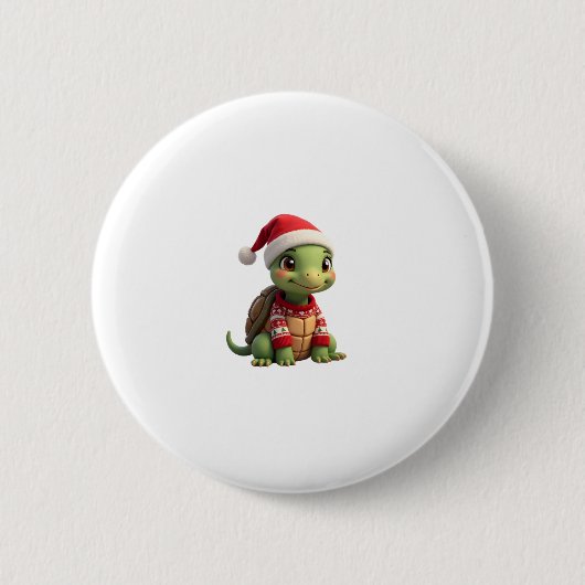 Badge Rond 5 Cm Turtle Ugly Sweater Santa Hat Christmas T-Shirt (2 (Devant)