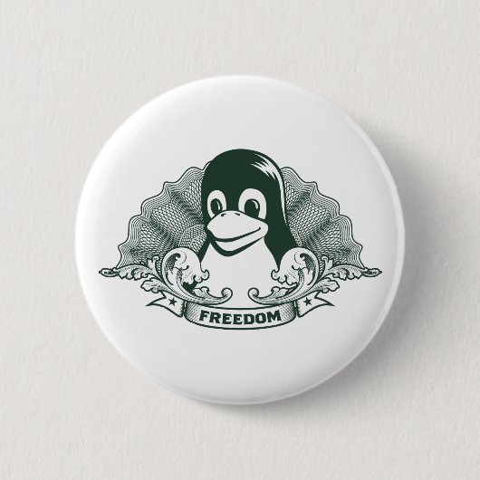 Badge Rond 5 Cm Tux Penguin - (Linux, Open Source, Copyleft, FSF) (Devant)