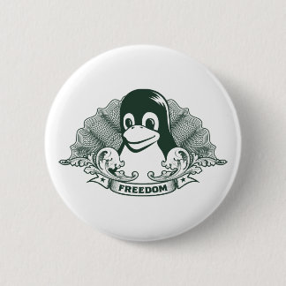 Badge Rond 5 Cm Tux Penguin - (Linux, Open Source, Copyleft, FSF)