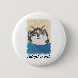 Badge Rond 5 Cm Tuxedo Chat Adopter une Pins Promotion Chat