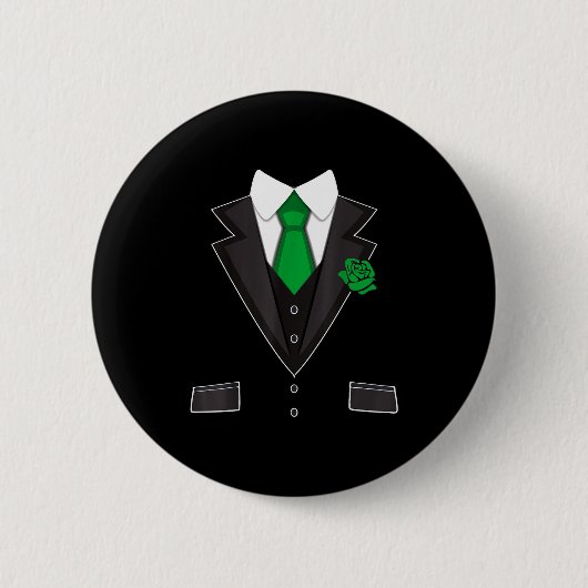 Badge Rond 5 Cm Tuxedo Costume Green Rose Tie Funny St. Patrick's (Devant)
