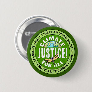 Badge Rond 5 Cm TVUUC Justice Climatique ! Pour Tous