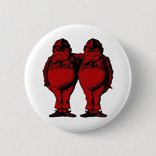 Badge Rond 5 Cm Tweedle Dee et Tweedle la suffisance rouge encrée (Devant)