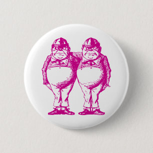 Badge Rond 5 Cm Tweedle Dee et Tweedle le rose encré par Dum