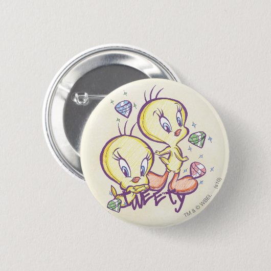 Badge Rond 5 Cm TWEETY™ avec Gems (Devant & derrière)