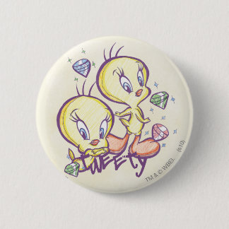 Badge Rond 5 Cm TWEETY™ avec pierres précieuses
