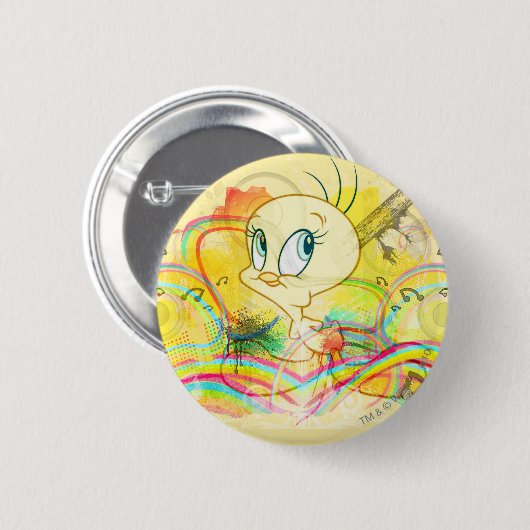 Badge Rond 5 Cm TWEETY™ Dans Rainbows (Devant & derrière)