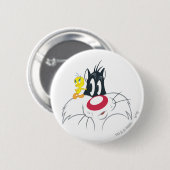 Badge Rond 5 Cm Tweety en posture d'action 12 (Devant & derrière)