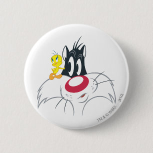 Badge Rond 5 Cm Tweety en posture d'action 12