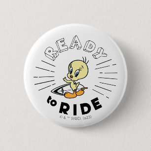 Badge Rond 5 Cm TWEETY™ Surfboard - Prêt à rouler