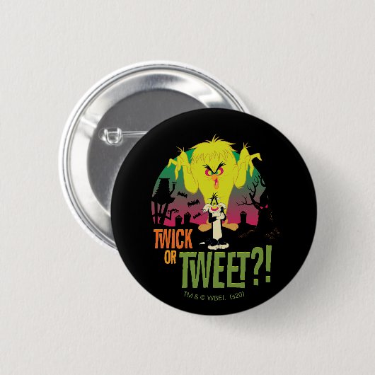 Badge Rond 5 Cm "Twick or Tweet" TWEETY™ & SYLVESTER™ (Devant & derrière)