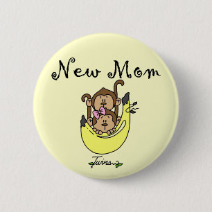 Badge Rond 5 Cm Twin Boy and Girl New Mom Tshirts