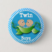 Badge Rond 5 Cm Twin Boys | Baby Shower Theme (Devant)