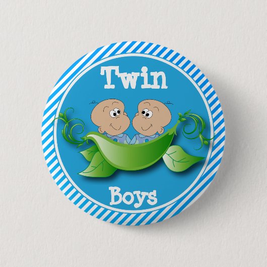 Badge Rond 5 Cm Twin Boys | Baby Shower Theme (Devant)