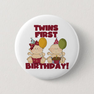 Badge Rond 5 Cm Twins 1er Anniversaire T-shirts et cadeaux garçon/
