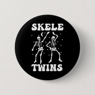 Badge Rond 5 Cm Twins Halloween jumeaux Skeletwins Dansant Drôle