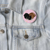 Badge Rond 5 Cm Two Cats Making Heart Button (En situation)