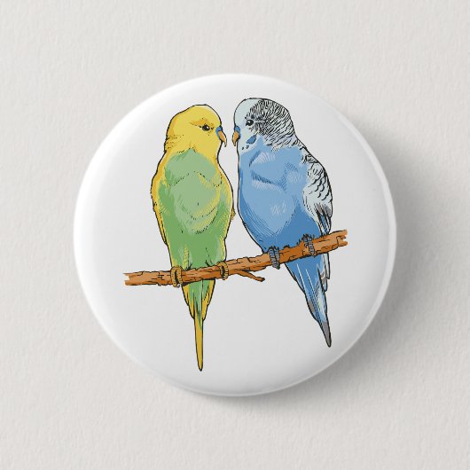 Badge Rond 5 Cm Two cute bleu et green Budgies (Devant)
