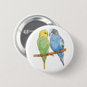 Badge Rond 5 Cm Two cute bleu et green Budgies (Devant & derrière)