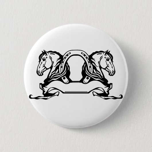 Badge Rond 5 Cm two heads of horses and horseshoe (Devant)