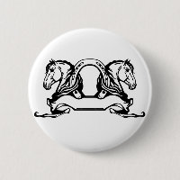 two heads of horses and horseshoe