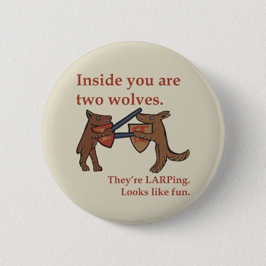 Badge Rond 5 Cm Two Medieval Wolves Button (Devant)