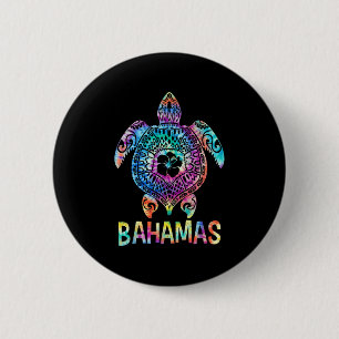 Badge Rond 5 Cm Tye Dye Bahamas-Caraïbes Tortue de Mer Famille Cor