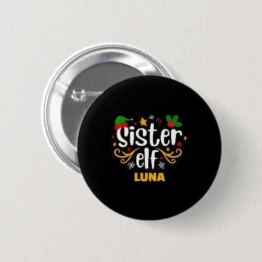 Badge Rond 5 Cm Tygraphy Sister Elf Fun Family Matching (Devant & derrière)