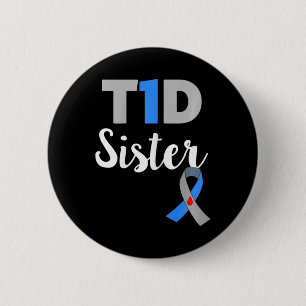 Badge Rond 5 Cm Type 1 diabète Sensibilisation Soeur de soutien Di